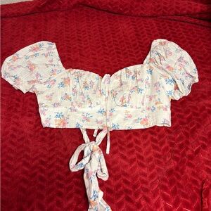 Alter’d State Floral Puff Sleeve Crop Top